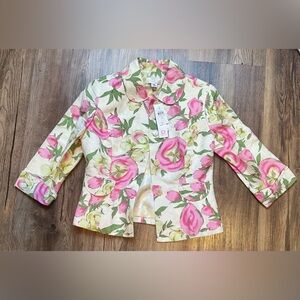LOFT Floral Blazer in Pink and Green